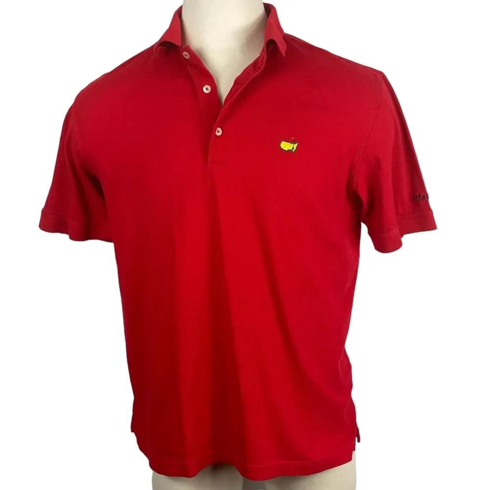 Men's Masters Collection 100% Pima‎ Cotton Red Polo Embroidered Logo Large - Picture 2 of 9